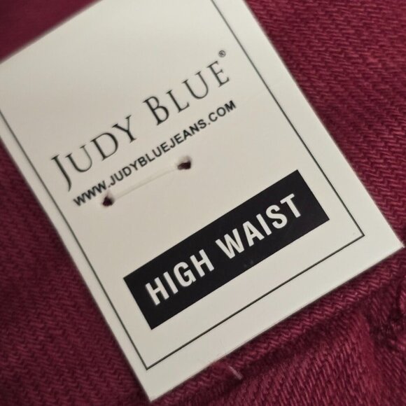 Judy Blue Jeans Womens 22W Burgundy Belfast High Rise Straight NWT Boho - Picture 8 of 15